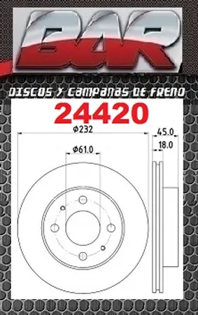 Discos de freno- NISSAN-DATSUN -Sentra 1.6L / 1.6L E / 1.6L EX