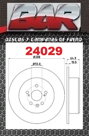 Discos de freno- TOYOTA -Avensis 1.8i 16V / 2.0i 16V / Station Wagon