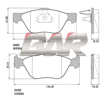 Juego de pastillas de freno- ALFA 145 QUADRIFOGLIO / FIAT MAREA/LANCIA