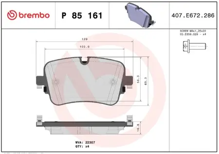 Juego de pastillas de freno- AUDI Q7 3.0 TDI QUATTRO - 3.0 TFSI QUATTRO 01/2015 -> 12/2019