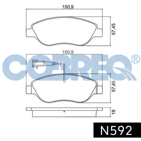 Juego de pastillas de freno- FIAT Stilo 2.4 20V 01/ Con sensor