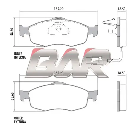 Juego de pastillas de freno- FORD MONDEO CON SENSOR 93/95