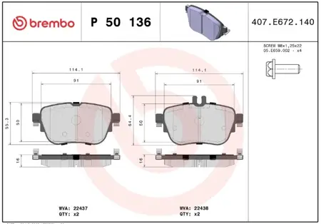 Juego de pastillas de freno- Mercedes Benz C Classe / E Classe 2018/…