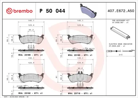 Juego de pastillas de freno- MERCEDES BENZ ML 270-320 - 4X4 NAFTA-DIESEL 2000/